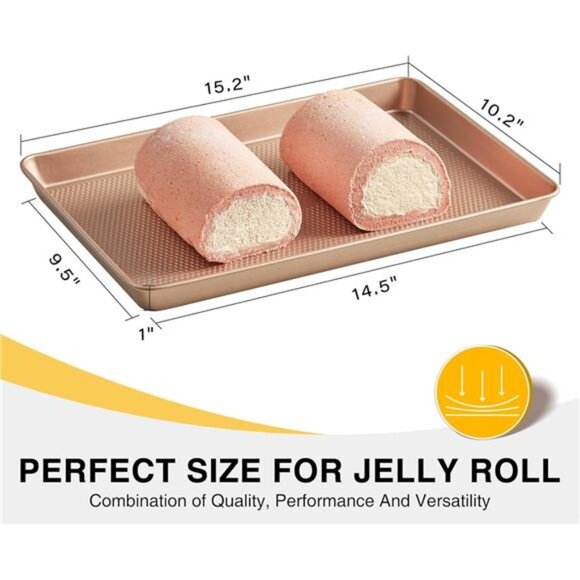 Jelly Roll Pan 15x10 - HONGBAKE Commercial Cookie Sheets for Baking with Sheet - Picture 3 of 7